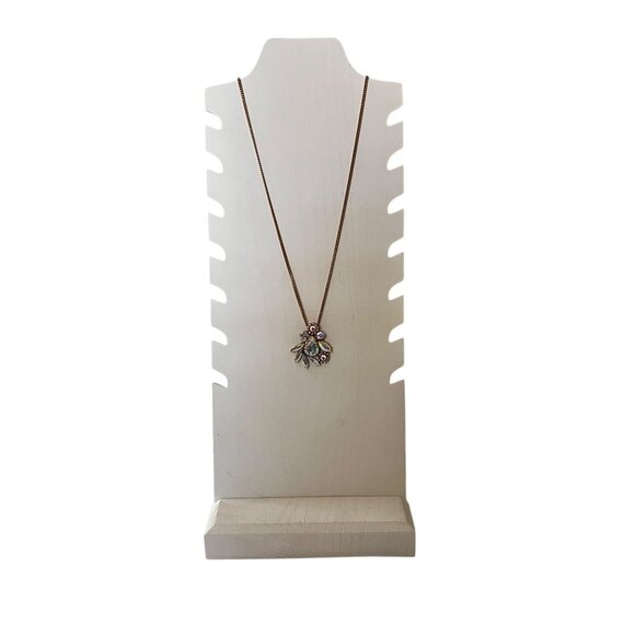 J Crew Gold-Tone Necklace Iridescent AB Crystal Pendant Elegant Statement - Picture 8 of 9